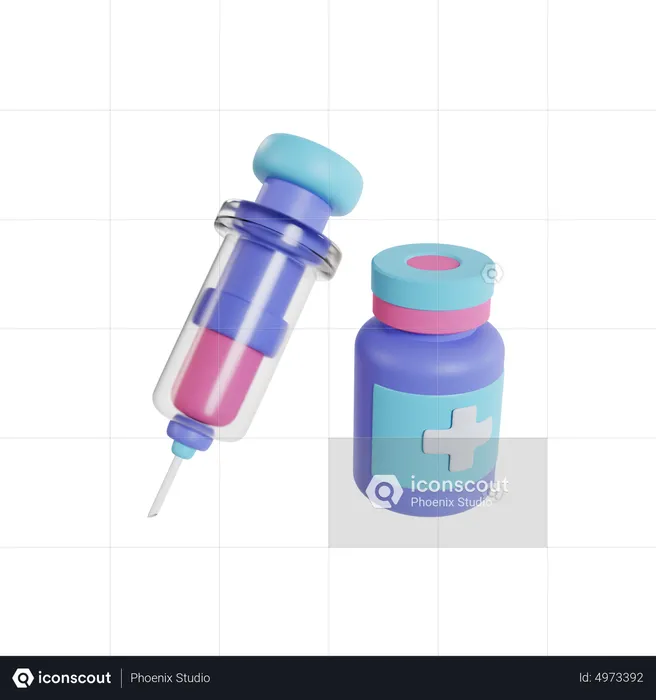 Seringue et vaccin  3D Icon