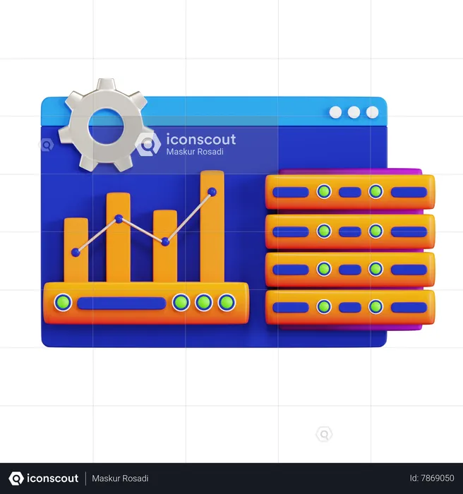 Server Data Analytics  3D Icon