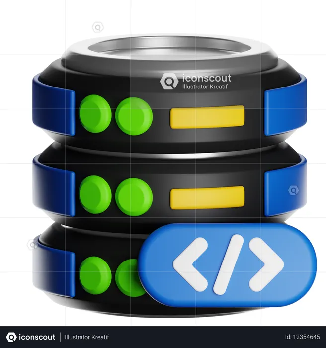 Server Database With Coding  3D Icon