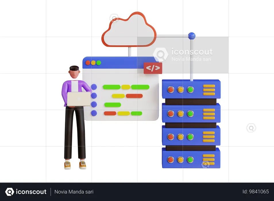 Server Management By Engineer  3D Illustration