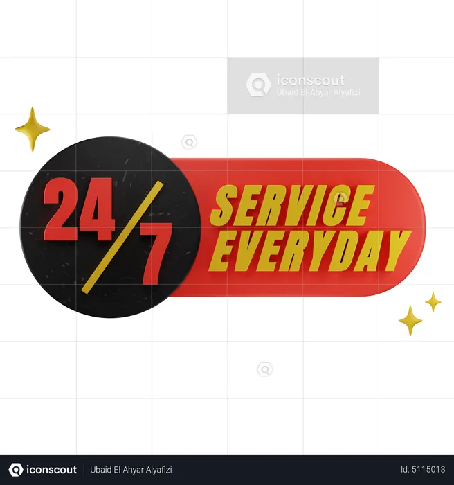 Service 24 heures sur 24 tous les jours  3D Icon