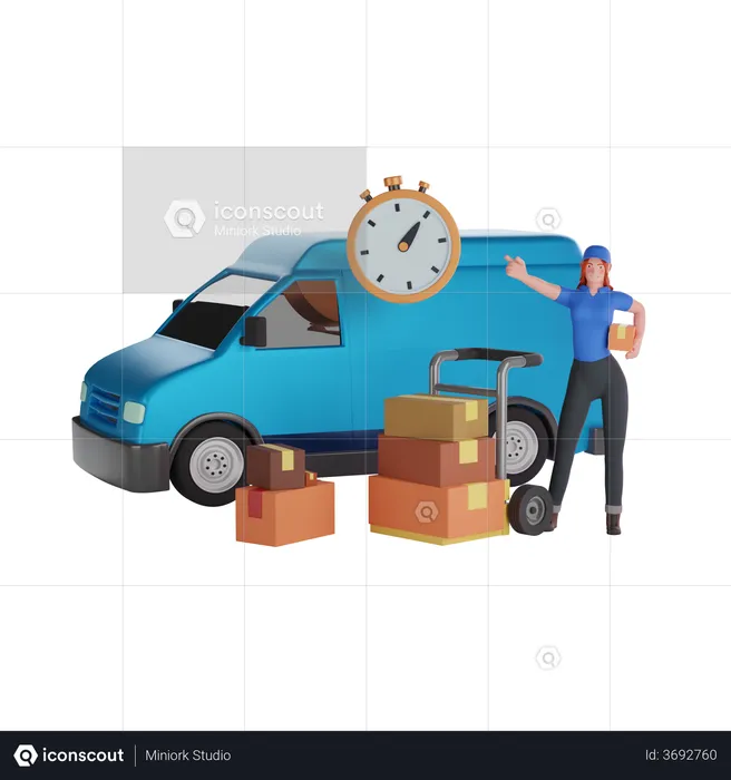 Service de livraison à temps  3D Illustration