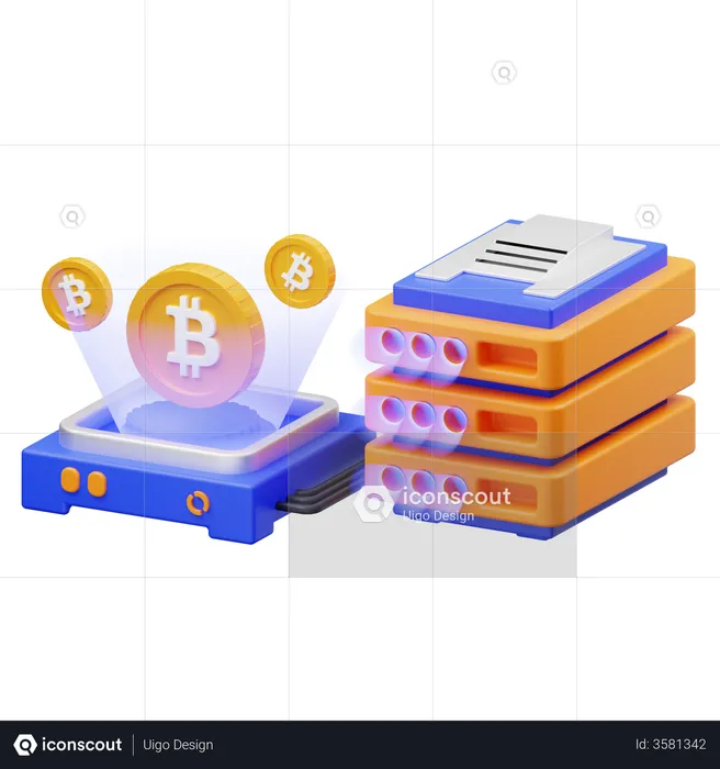 Servidor bitcoin  3D Illustration