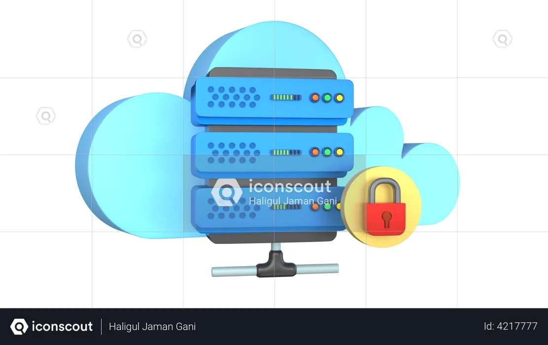 Servidor em nuvem bloqueado  3D Illustration