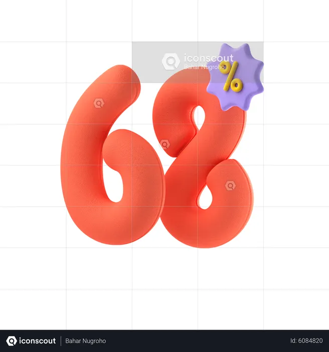 Descuento del sesenta y ocho por ciento  3D Icon