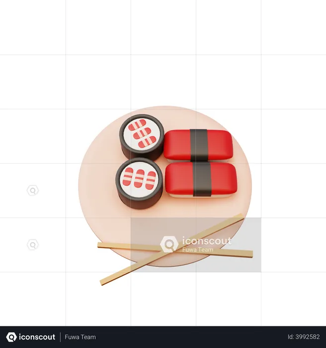 Ensemble de sushis  3D Illustration