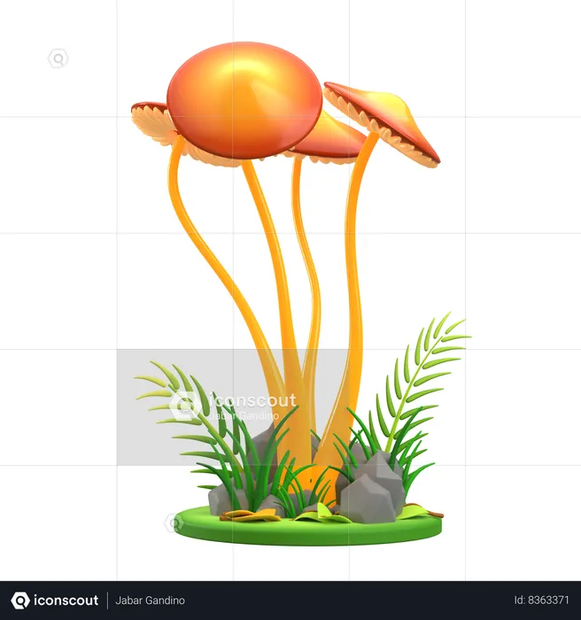 Bola de champiñones y naranja  3D Icon