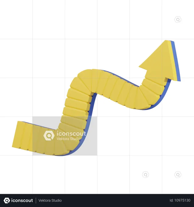 Seta de direção em ziguezague  3D Icon