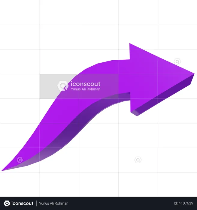 Seta para cima para a direita  Ícone 3D