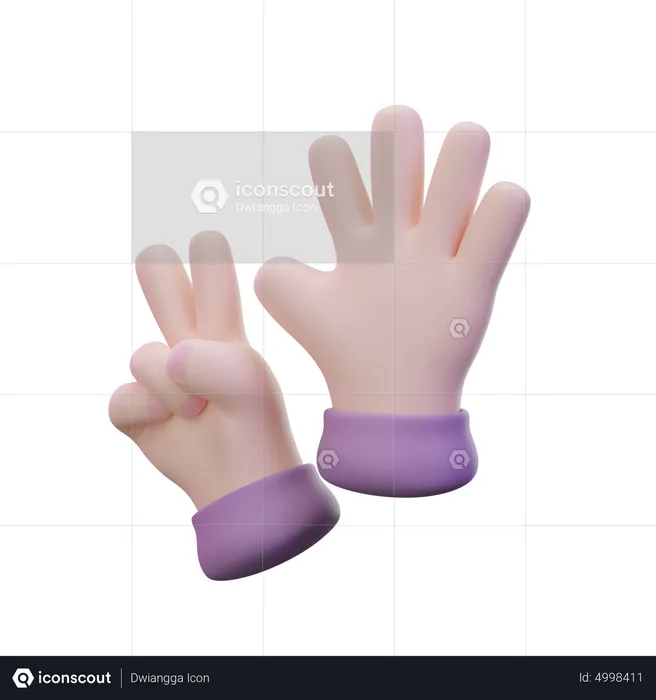 Seven Finger Hand Gesture  3D Icon