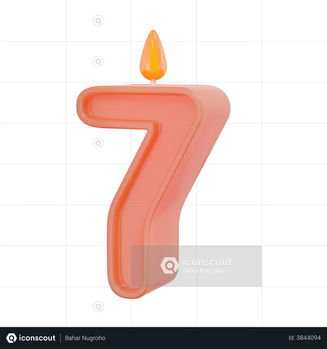 Seven Number Candle  3D Illustration