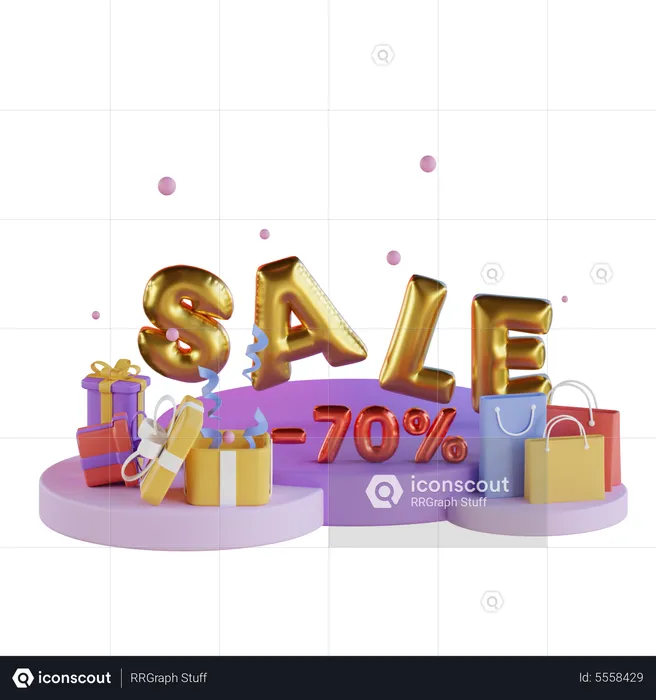 Seventy Percent Discount  3D Illustration