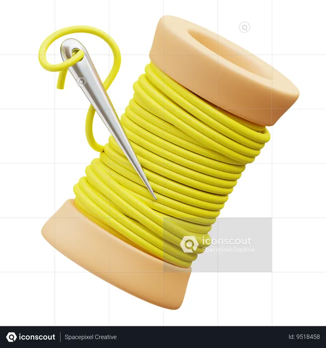 Sewing thread and needle  3D Icon