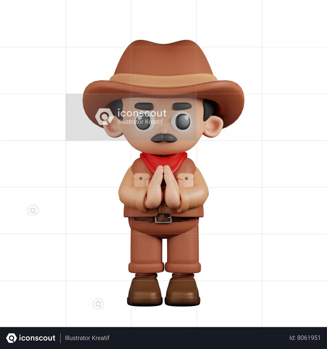 Cowboy s'excusant  3D Illustration