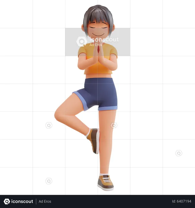 Sexy girl giving yoga pose  3D Illustration