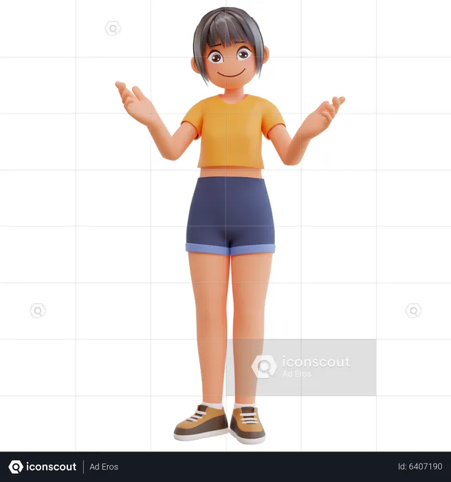 Sexy girl standing while explain something  3D Illustration
