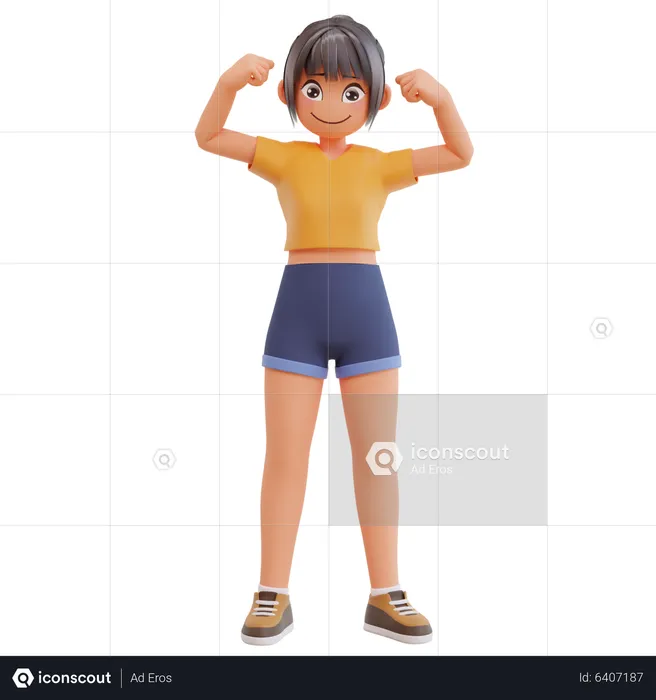 Sexy girl standing while giving strong pose  3D Illustration