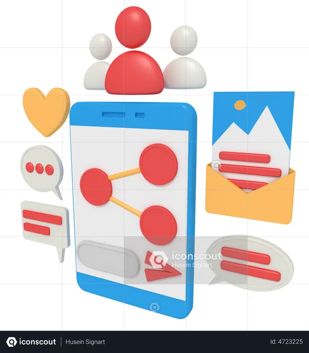 Share Content In Smartphone  3D Illustration