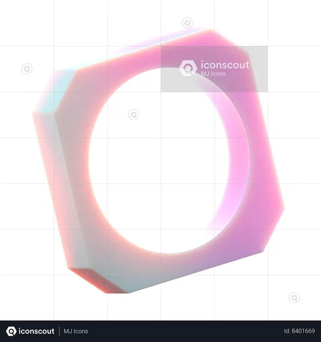 Sharp Rectangle with Circle  3D Icon