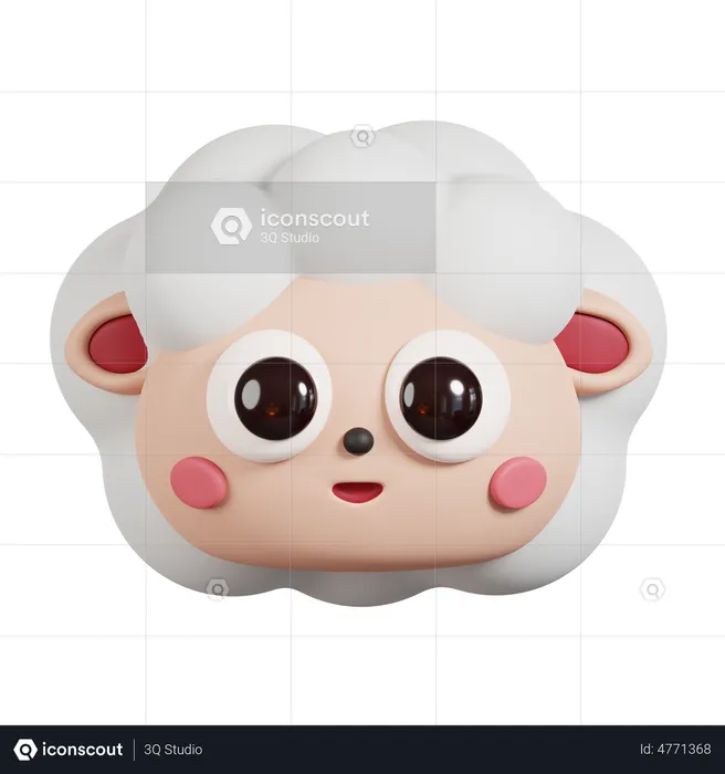 Sheep Face Emoji 3D Emoji