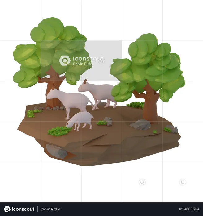 Sheep looking for food  3D Illustration