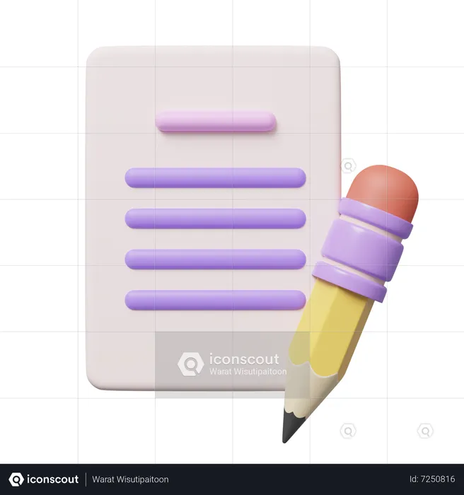 Sheet And Pencil  3D Icon