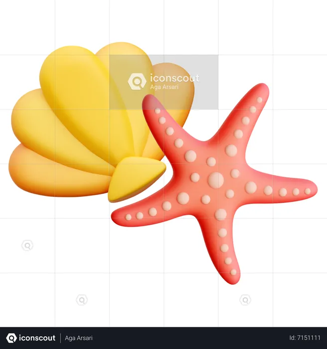 Shell & Starfish  3D Icon