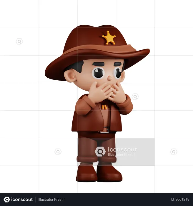 Sheriff asustado  3D Icon