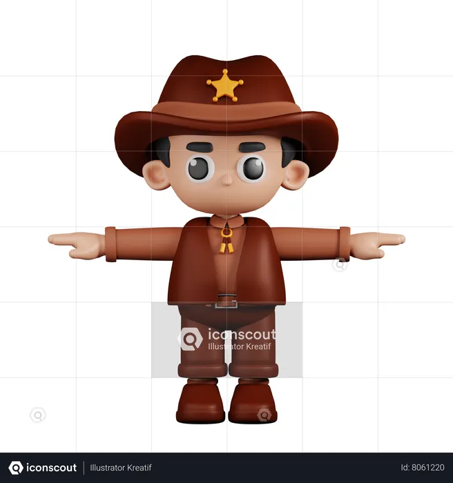 Sheriff en pose T  3D Illustration