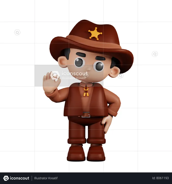 Sheriff Giving Ok Sign  3D Illustration