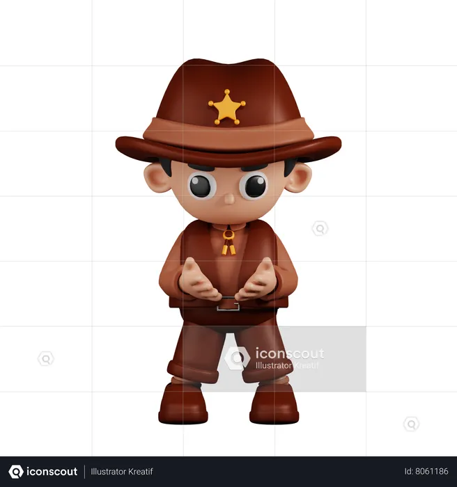 Sheriff Holding Something  3D Illustration