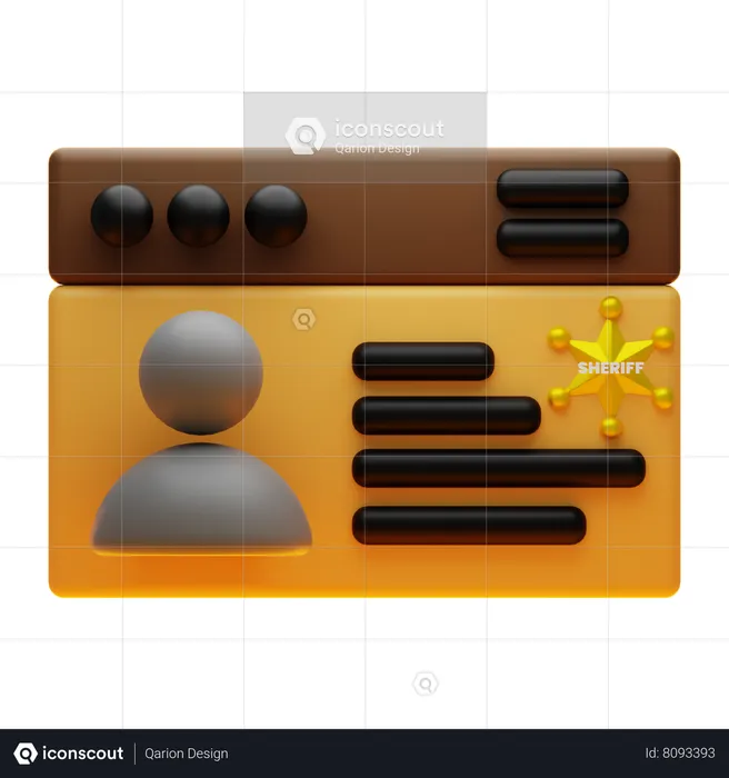 Sheriff Id Card  3D Icon