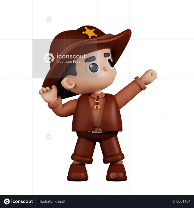 Sheriff Looking Victorious  3D Illustration