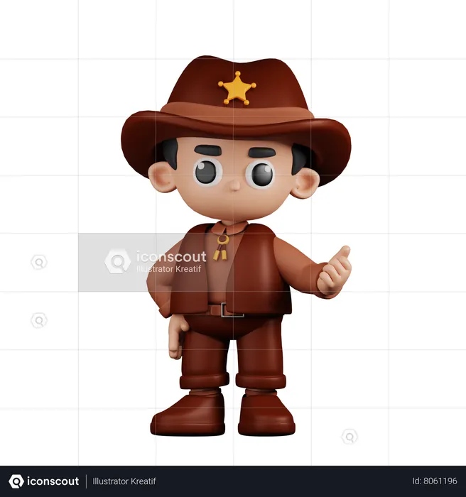 Sheriff señalando al lado  3D Illustration