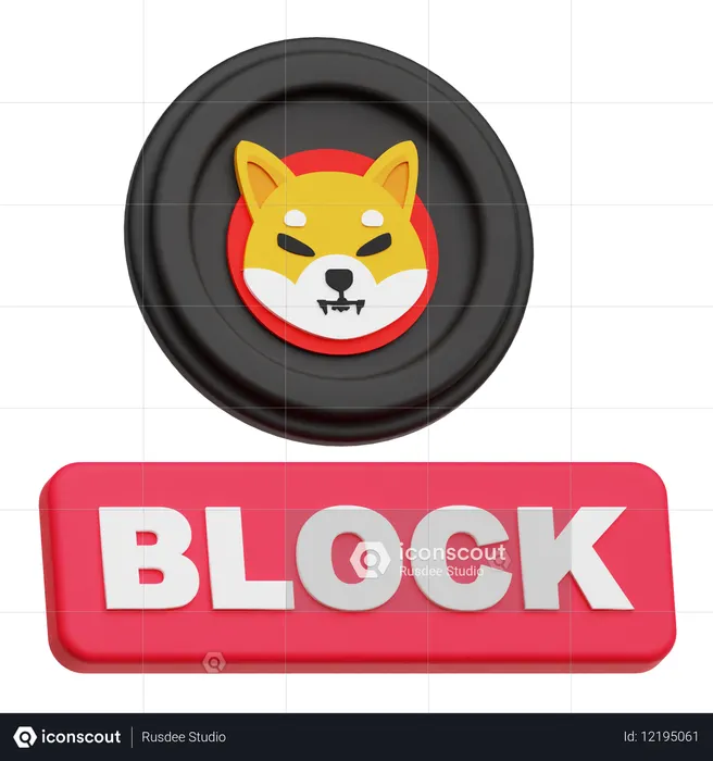 Shiba Inu Block  3D Icon