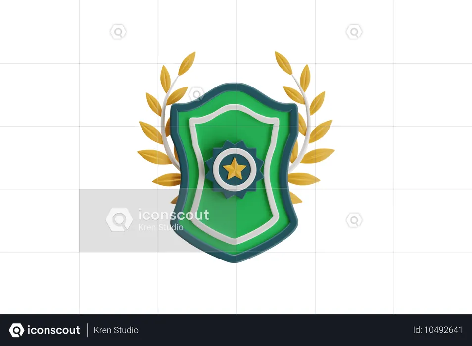 Shield Emblem With Laurel Wreath  3D Icon