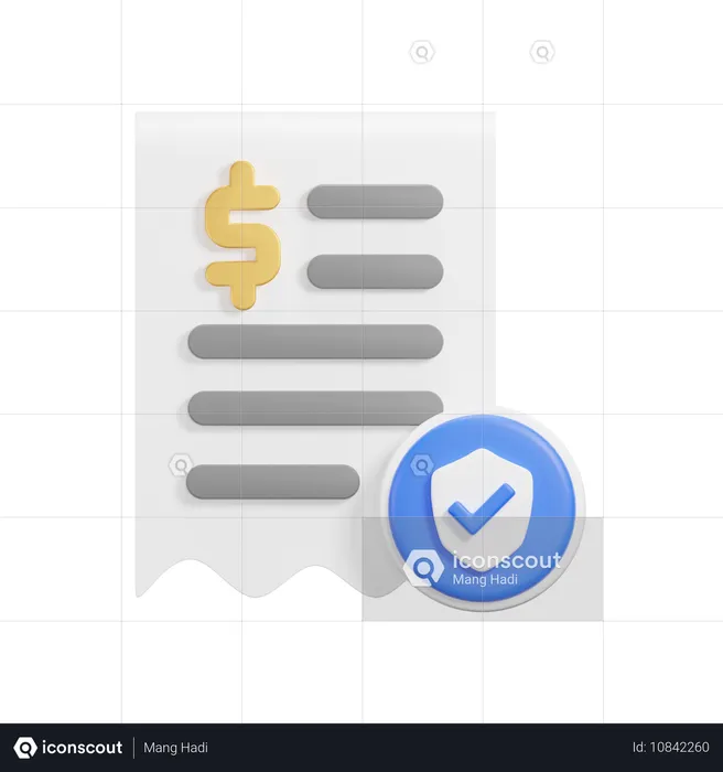 Shield Receipt  3D Icon