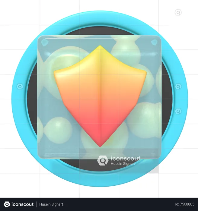 Shield Security Button  3D Icon