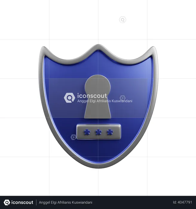 Shield with key hole  3D Illustration