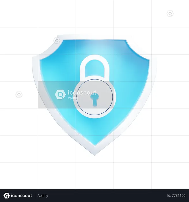 Shield With Padlock  3D Icon