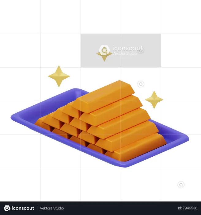 Shining Bar Of Golds  3D Icon