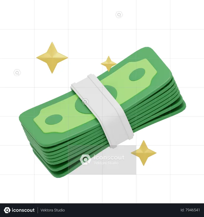 Shining Dollar Cash  3D Icon