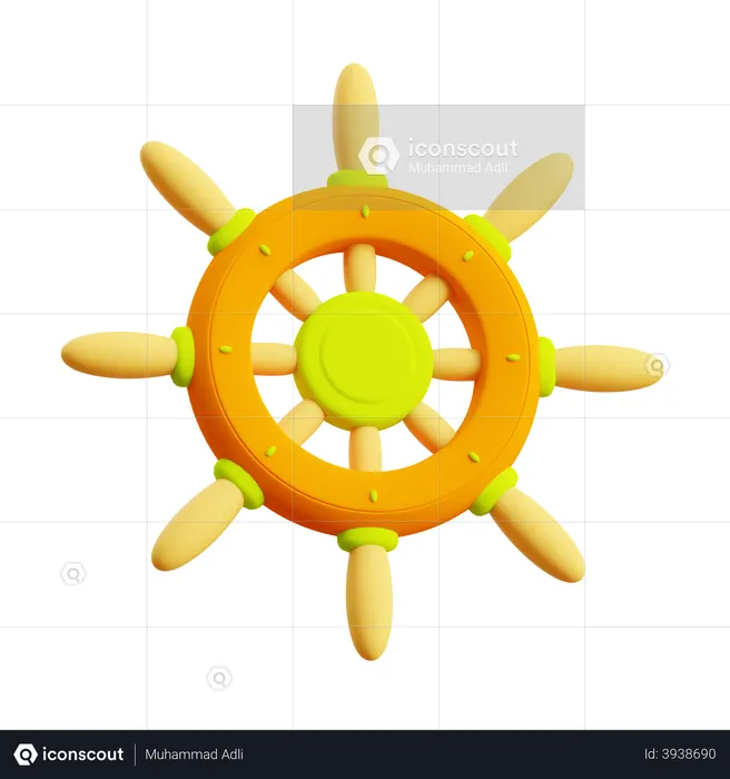 Ship Steering Wheel  3D Illustration