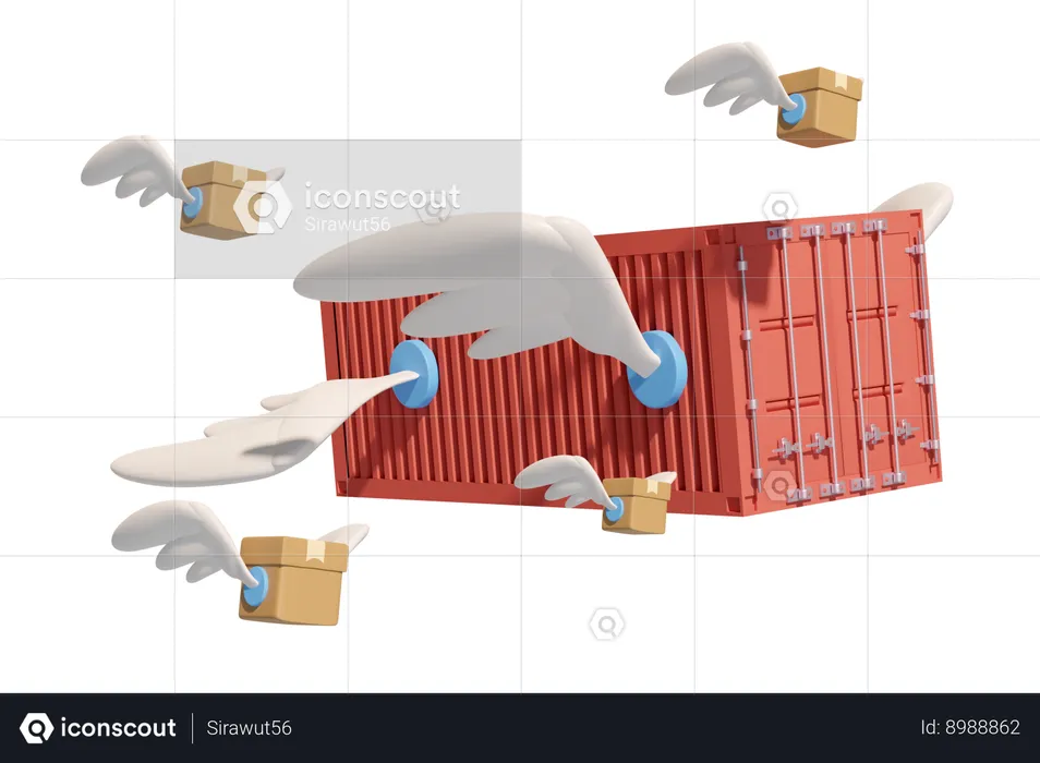 Shipping Container Fly  3D Icon