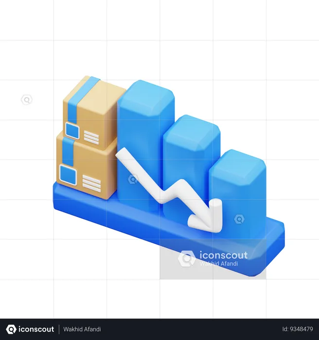 Shipping Graph Is Decreasing  3D Icon