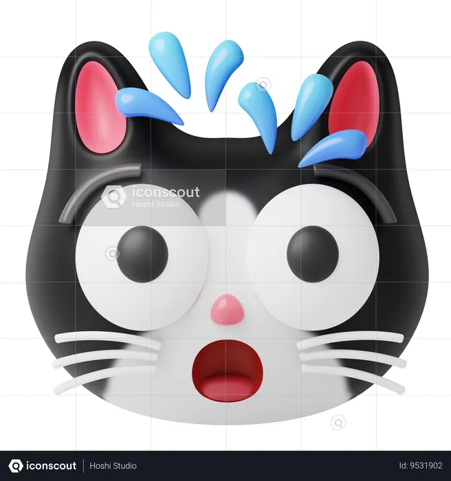Shock Cat Emoji 3D Icon