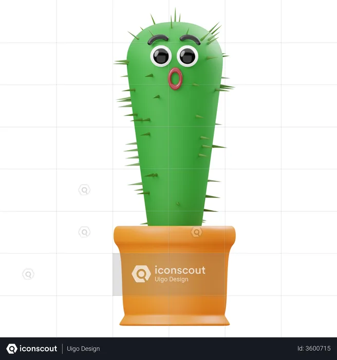Shocked Cactus  3D Illustration