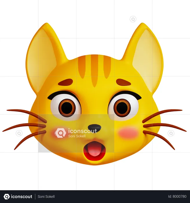 Shocked Cat Emoji 3D Icon