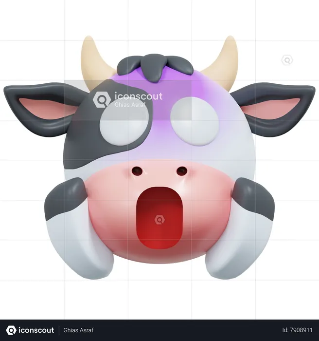 Shocked Cow Emoji 3D Icon