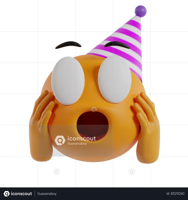 Shocked Face Emoji 3D Icon